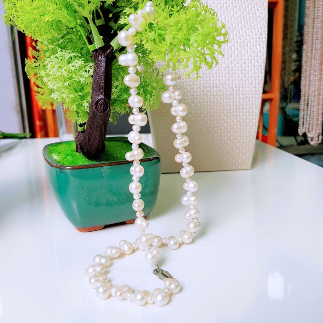 Vòng Cổ Ngọc Trai Nước Ngọt Thiên Nhiên Cao Cấp - Chuỗi Baroque Hồ Lô - Trang Sức Cô Tấm - GOURD PEARL - Trắng - CTJ4911