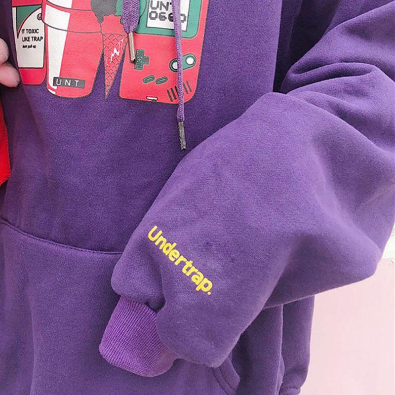 Áo hoodie dáng rộng in họa tiết hoạt hình đáng yêu cho nữ