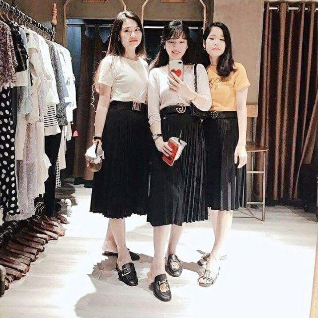 Chân Váy Dài Tiểu Thư Dáng Xếp Ly Siêu Xinh