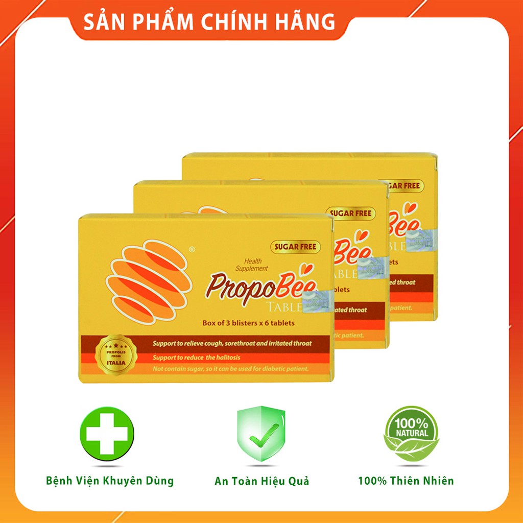 Viên ngậm keo ong hỗ trợ giảm ho không đường DK Pharma PropoBee Tablets 3 vỉ, 6 viên/vỉ