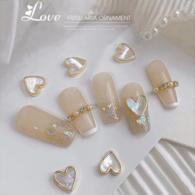 Charm đá nail hình trái tim đính móng tay 10 viên Ngẫu nhiên 1147