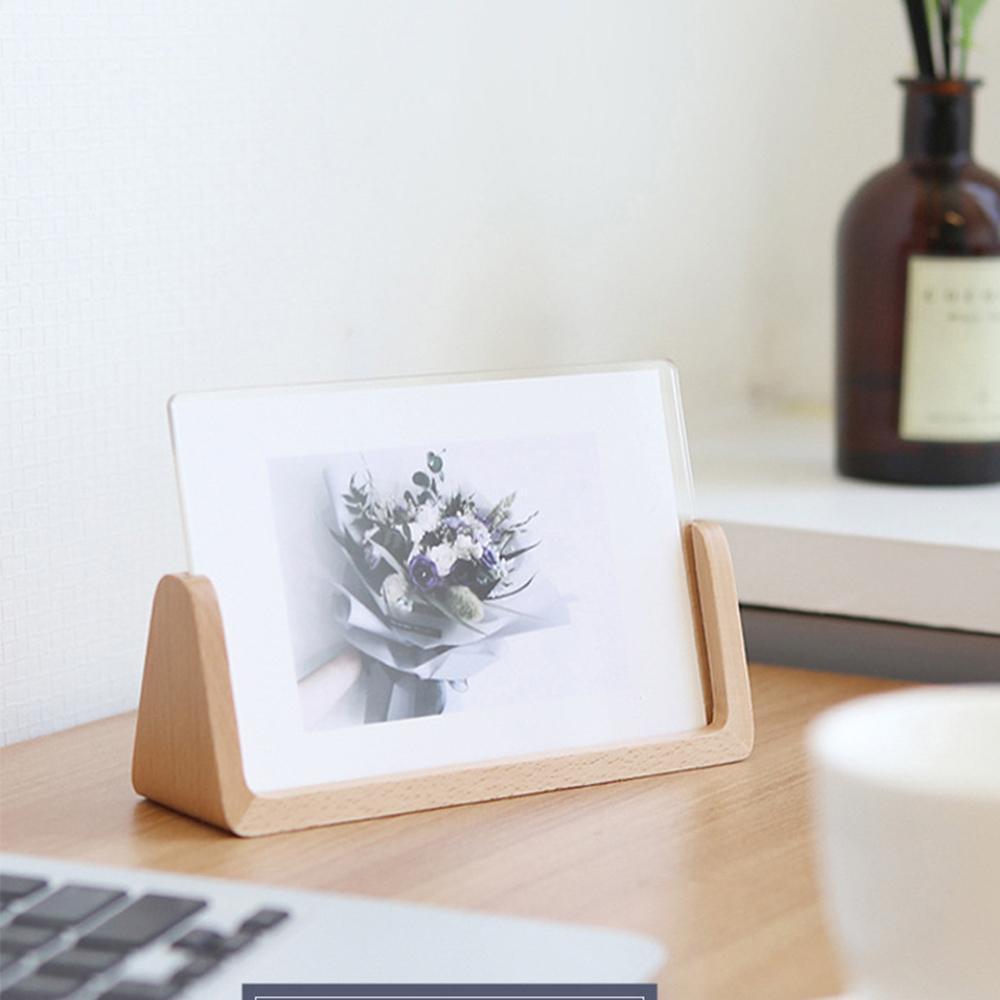 Photo Frame Picture Frames Wooden Base Clear Acrylic Decor