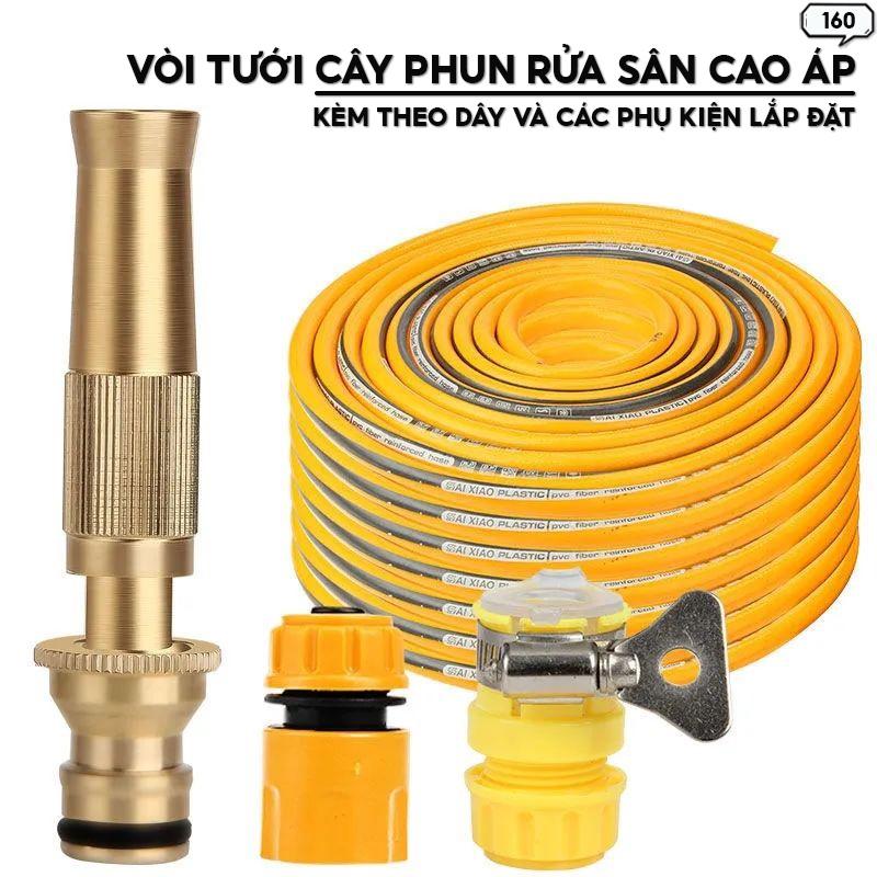 Bộ vòi tưới nước cao áp tưới cây sân vườn bao gồm đầu phun nước và ống dẫn nước độ dày 10 mét 159 160