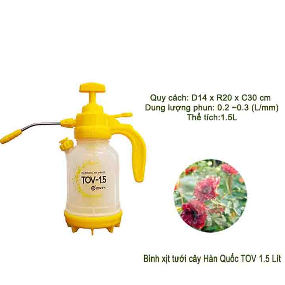 Bình nhựa-Bình tưới-Bình phun cây trồng 1.5 Lít (Màu vàng)- Nhỏ gọn tiện lợi-Điều chỉnh được cần,phun tia nước xa 1.5m