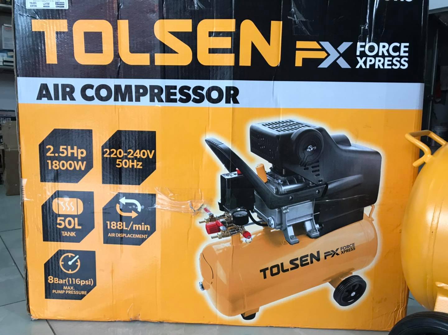 MÁY NÉN KHÍ 50L 1.800W 2.5.HP TOLSEN 73115 - HÀNG CHÍNH HÃNG