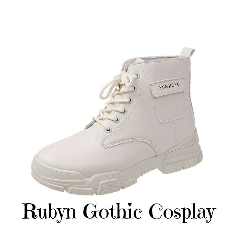 Giày Boots Chiến Binh Cổ Lửng Hàn Quốc Jie Yu 2 màu đen, trắng sữa ( Size 35 - 40)