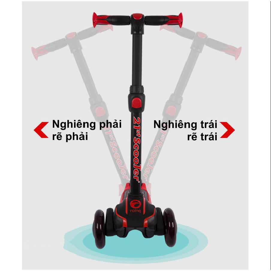Xe trượt scooter giảm xóc 21st 3 bánh phát sáng cho bé - Tặng bảo hộ 7 món