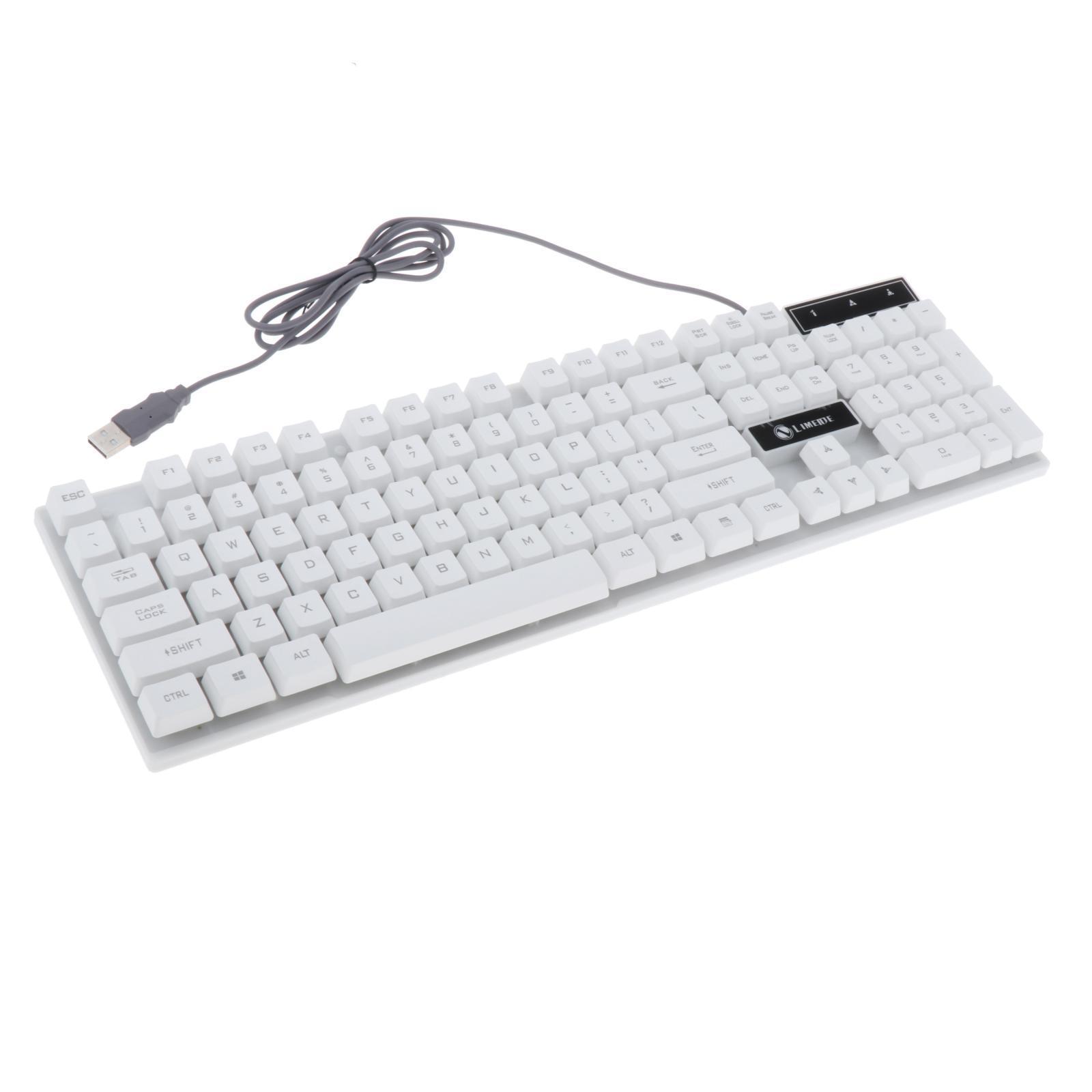 Wired Gaming Keyboard RGB Backlit Multimedia Keys white