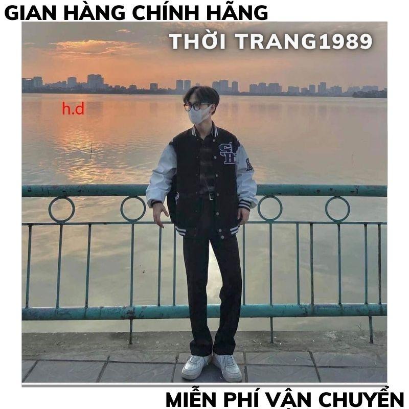 Áo Khoác Bomber Jacket Dù  Form Rộng Phối Chữ Nam Nữ Ullzang Unisex ,áo khoác hàn quóc THỜI TRANG 1989