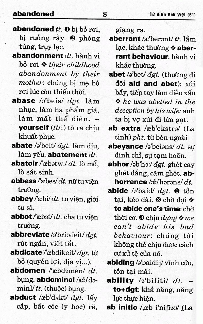 Từ Điển Anh - Việt - Sách Bỏ Túi