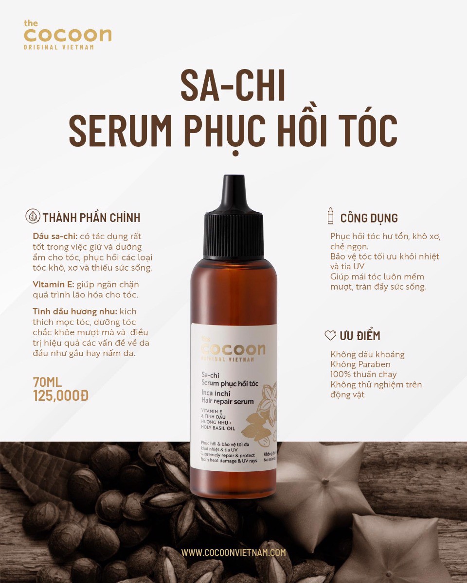 Tinh Chất Phục Hồi Tóc Tinh Dầu Sachi The Cocoon Inca Inchi Hair Repair Serum