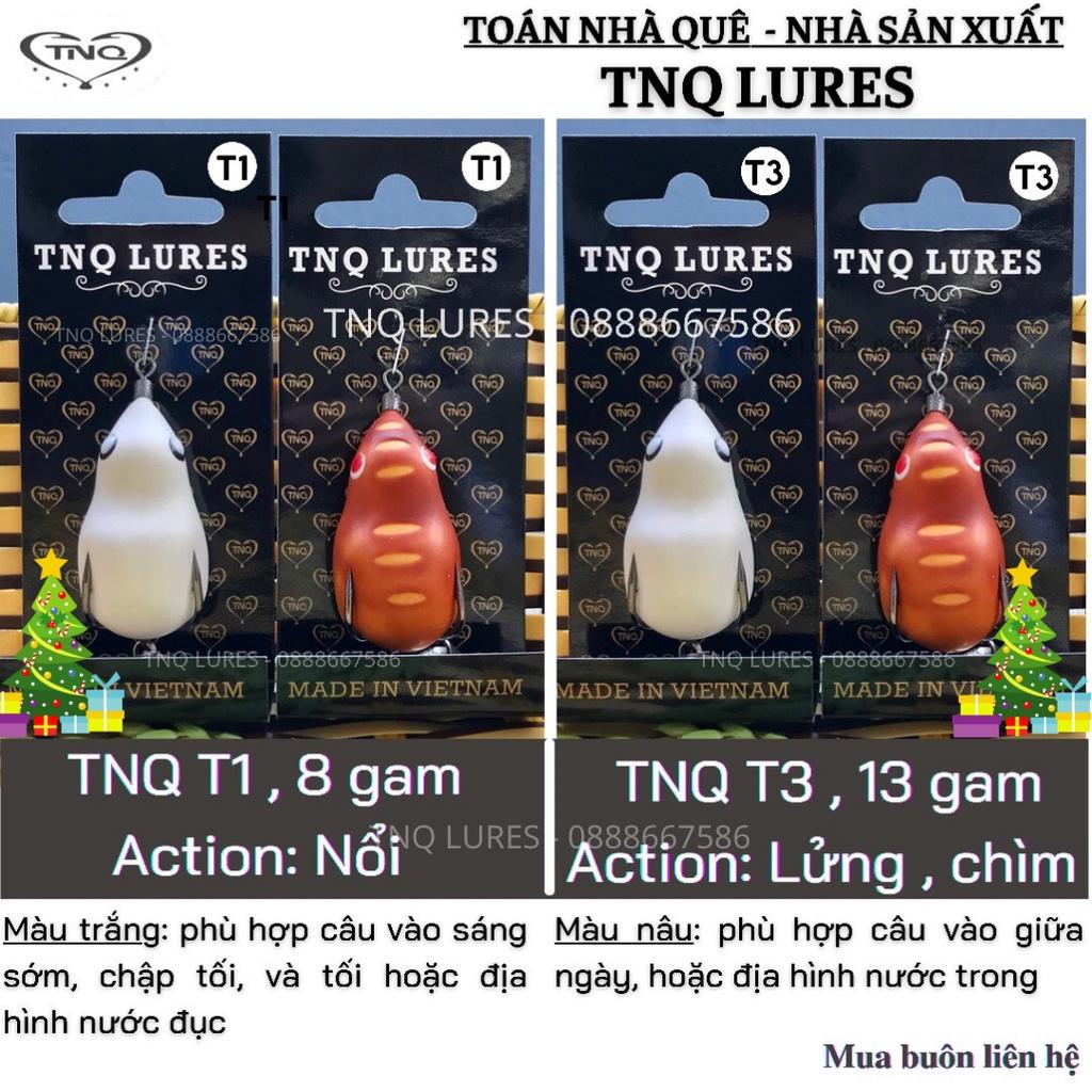 Mồi lure nhái hơi TNQ T1 (8g-Nổi) và T3 (13g-Lửng,chìm)