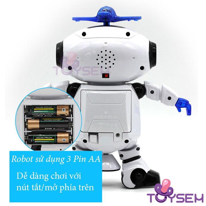 Đồ chơi robot nhảy múa theo nhạc xoay 360 có đèn led vui nhộn - Người máy đồ chơi nhún nhảy - Thế giới đồ chơi Toysem - Quà tặng sinh nhật cho bé trai bé gái cute