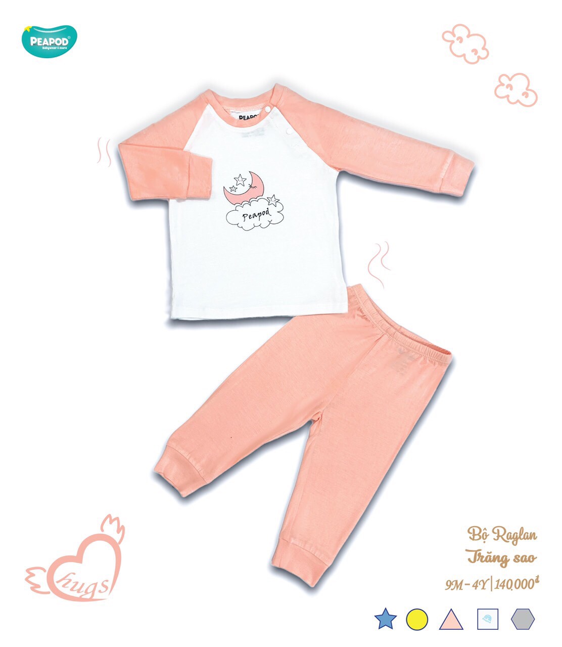 Bộ dài cotton cho bé từ 6 tháng đến 4 tuổi