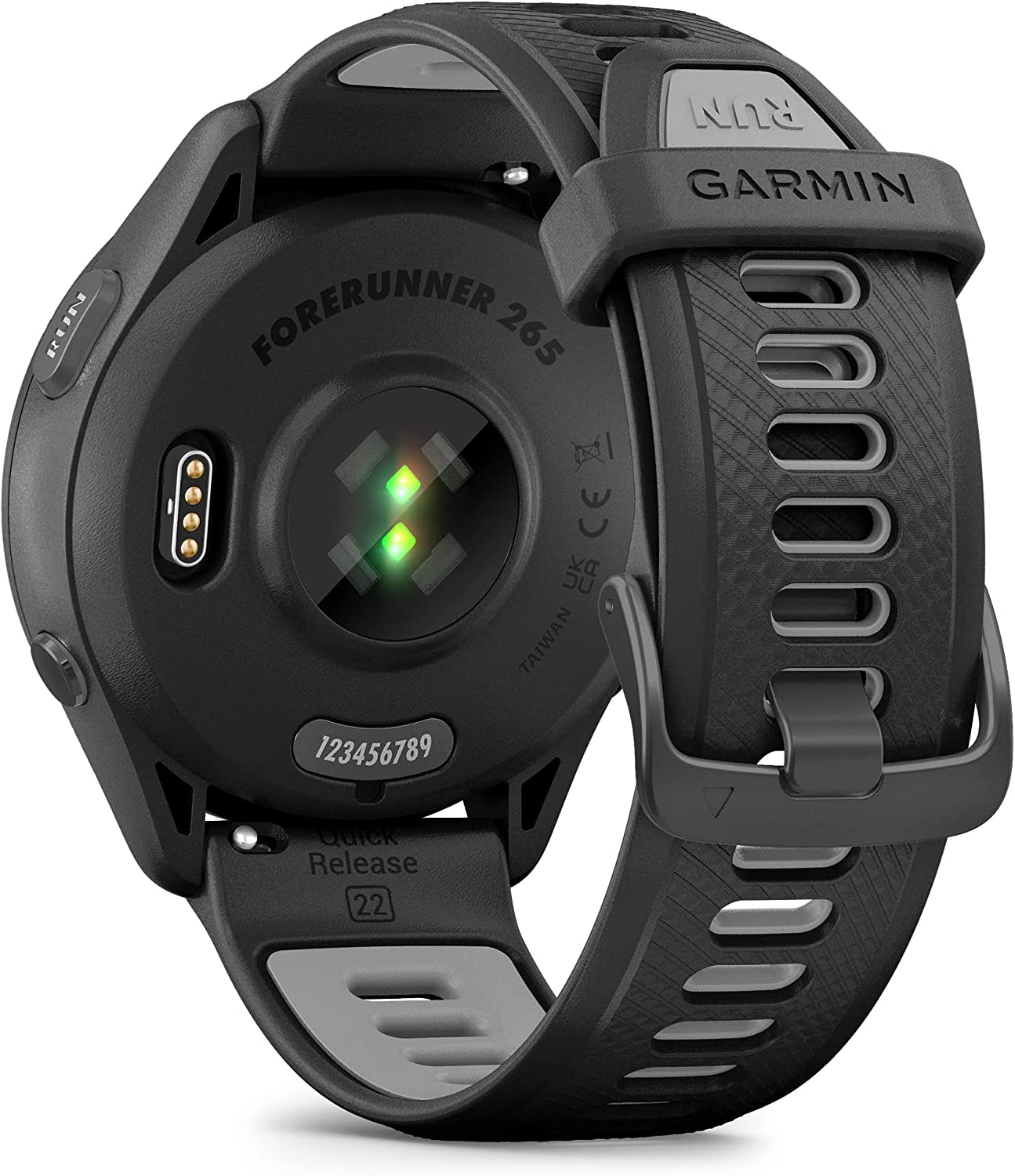 Đồng hồ Garmin Forerunner 265_Mới, hàng chính hãng - Black Bezel and Case with Black/Powder Gray Silicone Band