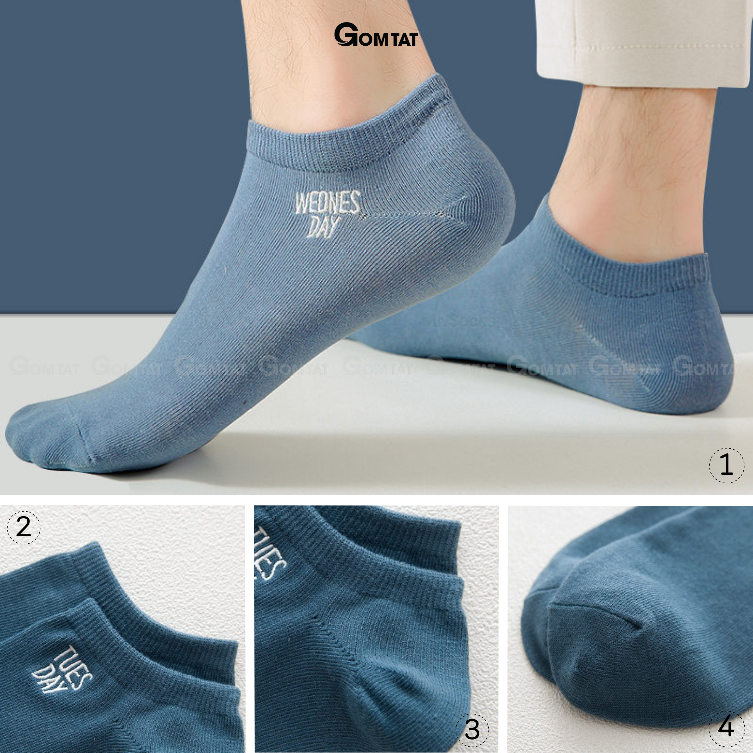 Set 7 đôi tất nam cổ ngắn chất liệu cotton cao cấp, vớ nam cổ thấp set 7 đôi sử cả tuần - VOTUNAM02
