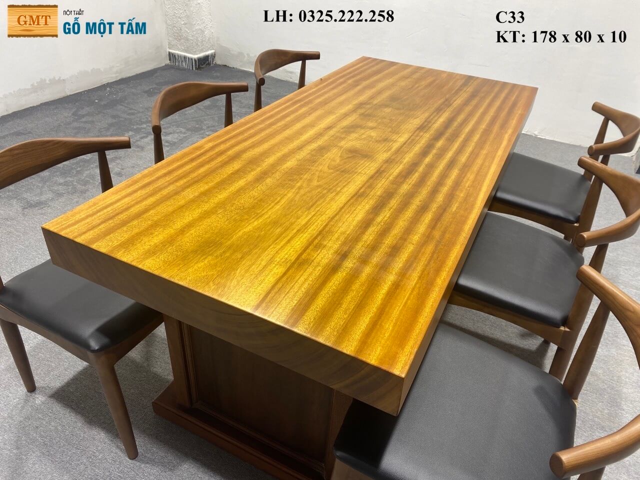 Bàn Làm Việc Gỗ Gõ Vàng, Bàn Cafe Gỗ Gõ Vàng, Bàn Gỗ Gõ Vàng Nguyên Tấm Dài 1,78m Rộng 80cm Dày 10cm