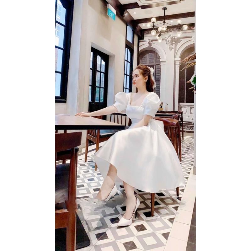 Đầm xoè Vintages Công Chúa Phối Nơ Ngọc- MS317V mm đi chơi dự tiệc đám cưới, du lịch MM