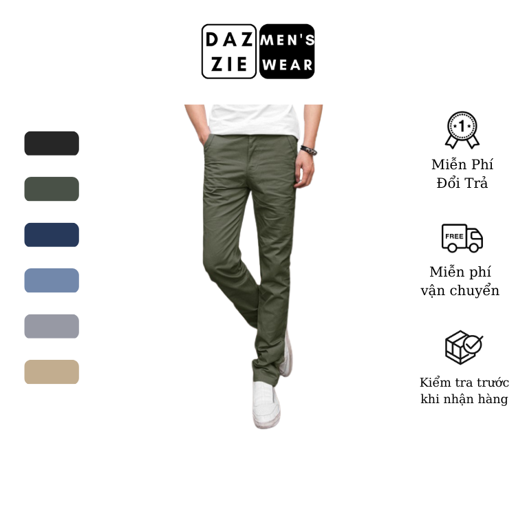 Quần Khaki Nam Dài DazzieMenwears chất Kaki mềm mịn, đa dạng màu dễ phối đồ, phù hợp mặc đi chơi, đi làm