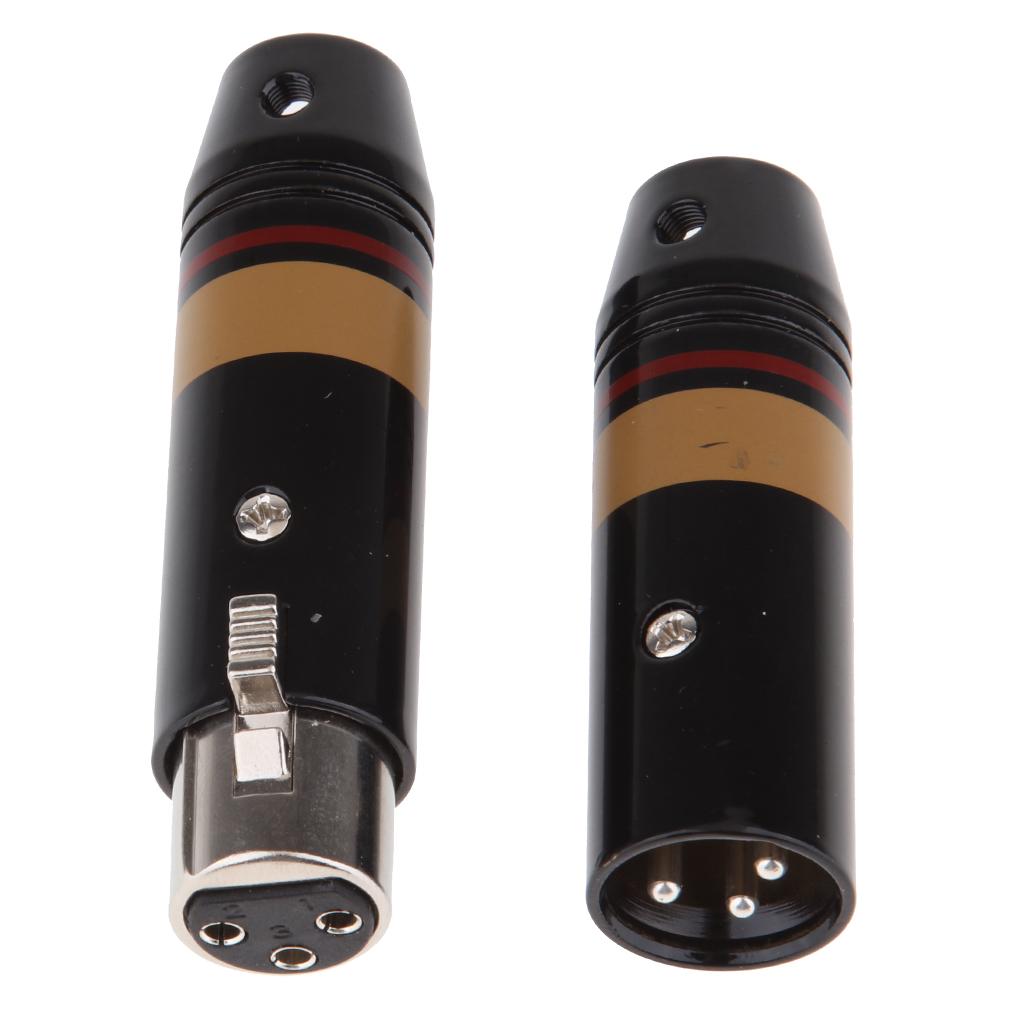 Silver-plated 3 Pin XLR Audio Cable Connector for MIC, Black