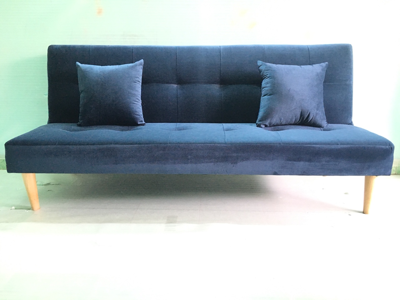 Ghế sofa bed, sofa giường xanh dương đậm nhung CG, salon phòng khách