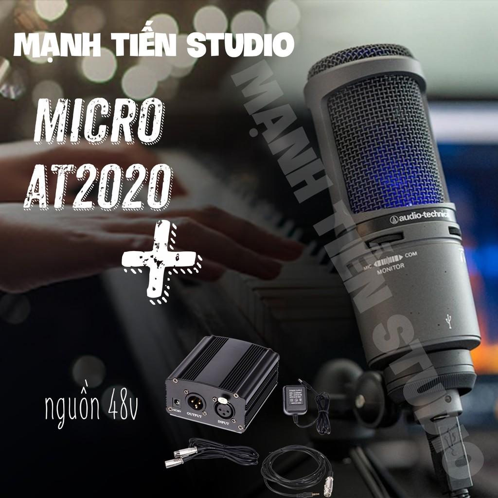 Micro thu âm Audio technica AT2020 + nguồn 48v + canon 2m + xlr 3.5 sang trọng, cao cấp hát karaoke live stream