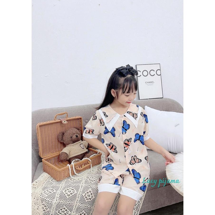 Đồ bộ bé gái, bộ pijama ngắn tay cho bé gái size 18-35kg chất lụa mango mềm mát