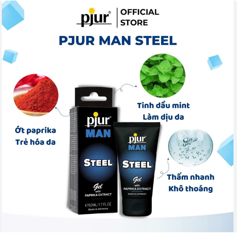 Gel dưỡng tăng cường sinh lý nam Pjur Man Steel 50ml kéo dài thời gian quan hệ, tăng cường dương và lưu thông máu