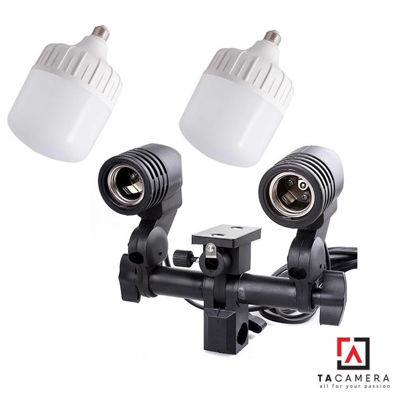 Combo Đui Đèn Đôi E27 + 2 Bóng Đèn LED siêu sáng 50W