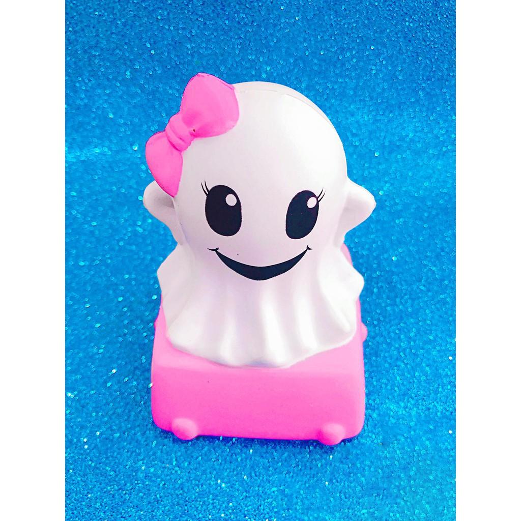 SQUISHY BÚP BÊ ĐEO NƠ HỒNG TẶNG KÈM BAO BÌ GHOST- SQUISHY MA HỒNG ĐÁNG YÊU