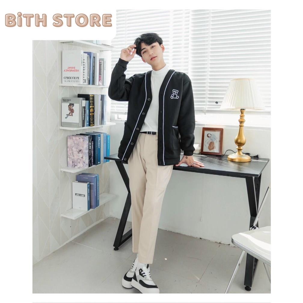 Áo cardigan nỉ khoác ngoài nam nữ thêu viền logo chú gấu cực xịn - Hàng chuẩn shop