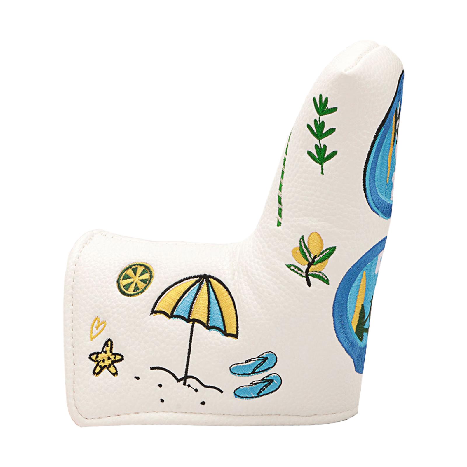 Sport Golf Putter Headcovers Magnetic Closure Embroidery Summer Elements Pattern Golf Club Head Cover Protection Waterproof Fits All Brands Men Women