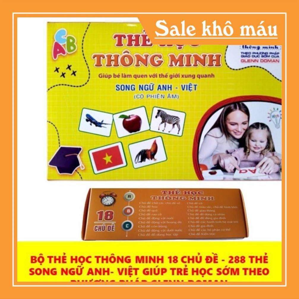 Bộ Thẻ Học Thông Minh 18 Chủ Đề loại to song ngữ tiếng Anh cho bé từ 0-6 tuổi