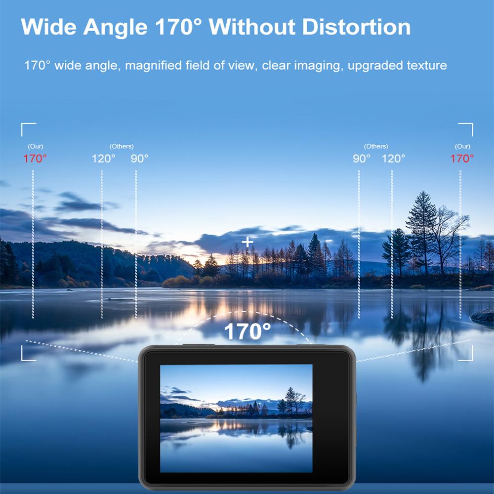 Hành động chống lắc Ultra HD 4K/60FPS 24MP WiFi 170D dưới nước 30m Mũ bảo hiểm Vedio Go Sport Pro Fisheye Control Control Control