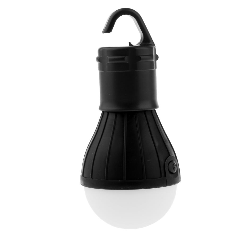 Camping 3 LED Hanging Lantern Outdoor Emergency Tent Lamp Light Bulb Black
