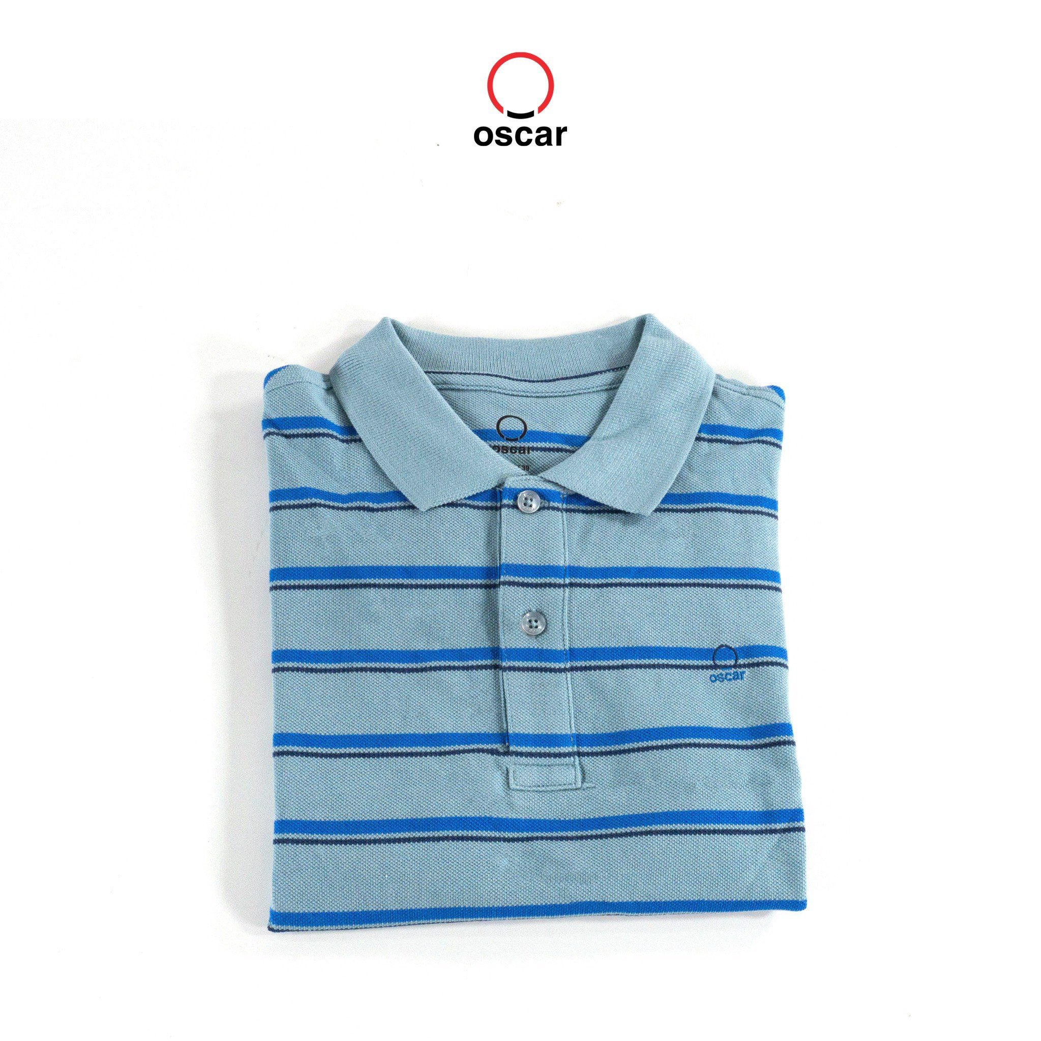 Áo thun nam polo Oscar kẻ sọc xanh, chất liệu cotton thoáng mát, hút mồ hôi tốt - OCMPKS 010