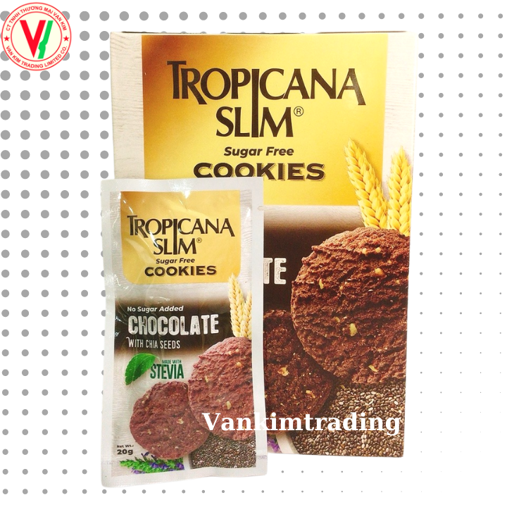 Combo 2 Hộp Bánh Quy Ăn Kiêng Tropicana Slim Sugar Free Cookies Socola (10  x 20g)