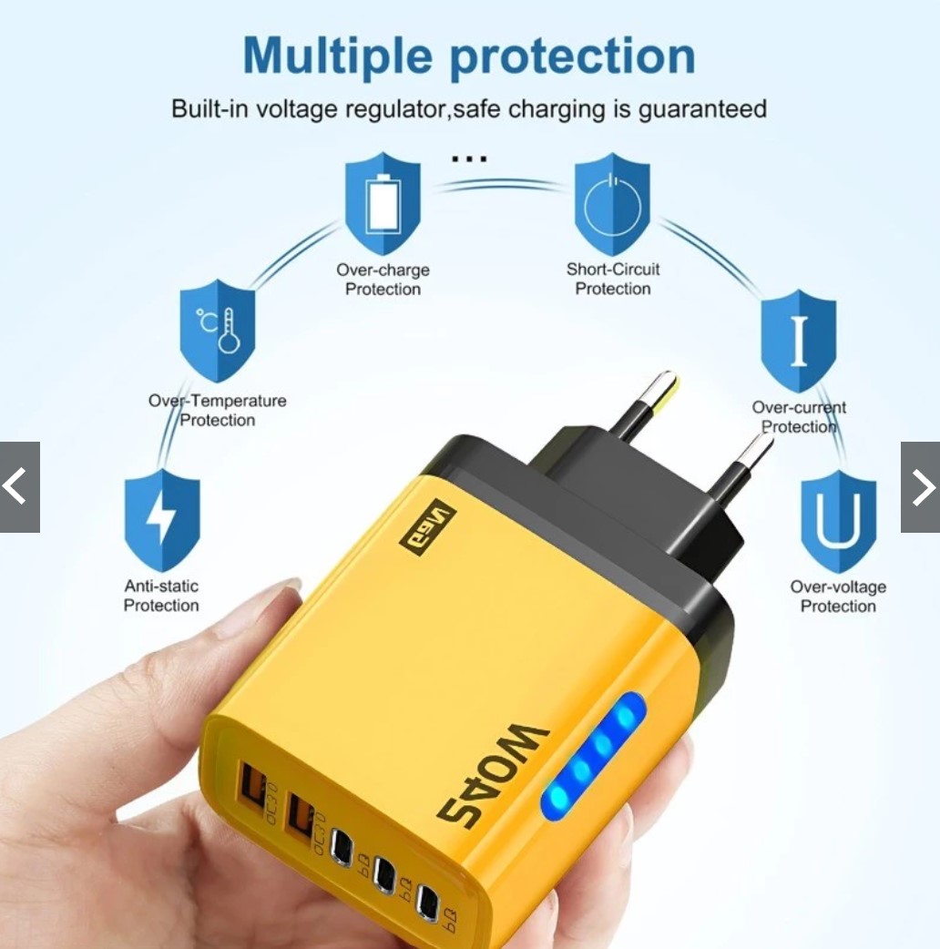 Bộ sạc GaN 240W - Sạc nhanh USB 5 cổng PD có đèn LED, Sạc siêu nhanh Type C cho máy tính xách tay, điện thoại và MacBook - miếng lót chuột