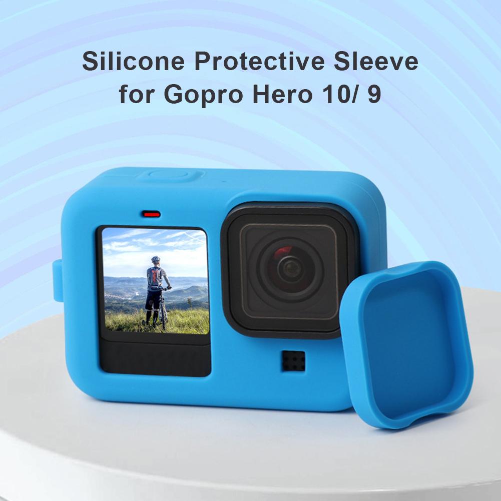 Ốp Lưng Dẻo Silicone Mềm Cho GoPro Hero 10 9 Màu Đen Bảo Vệ Tay Vỏ Vỏ Có Dây Buộc Cho Go Pro Hero 9 10 Phụ Kiện