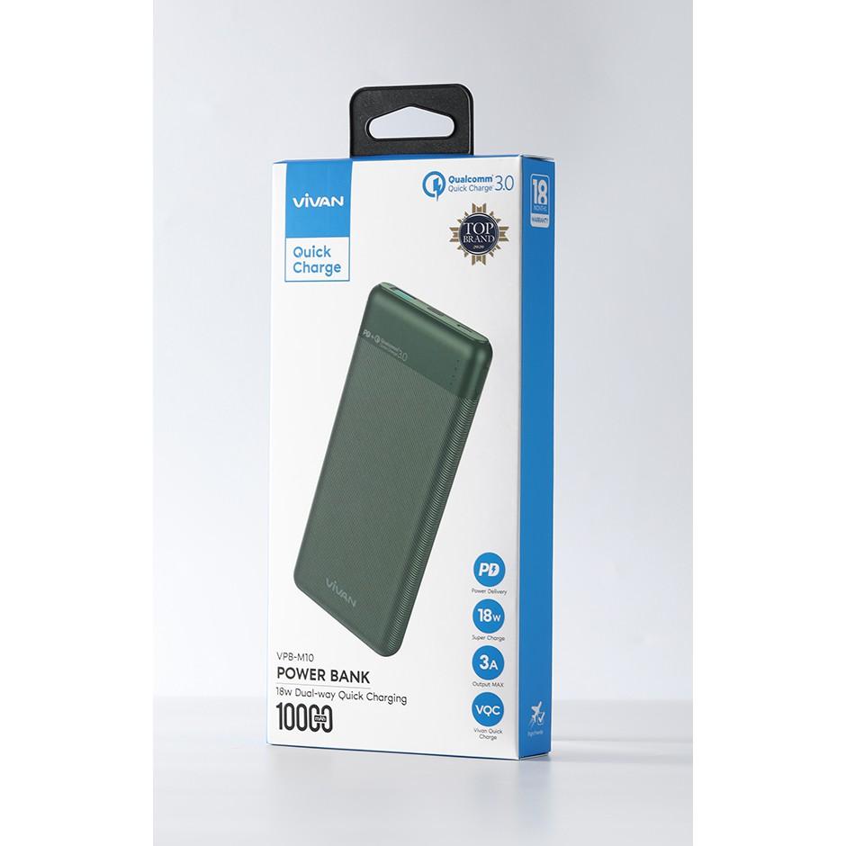 Pin Sạc Dự Phòng Dung Lượng 10.000mAh VIVAN, Hỗ Trợ Sạc Nhanh Chuẩn PD/QC3.0 18W Với 2 Output &amp; 2 Input - Hàng Chính Hãng