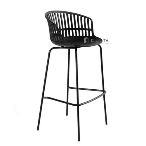 Ghế quầy bar có lưng tựa nhựa CB Lisbon 75S Nội thất Capta Ghế bar chân sắt màu trắng và đen Stole Chair HCM