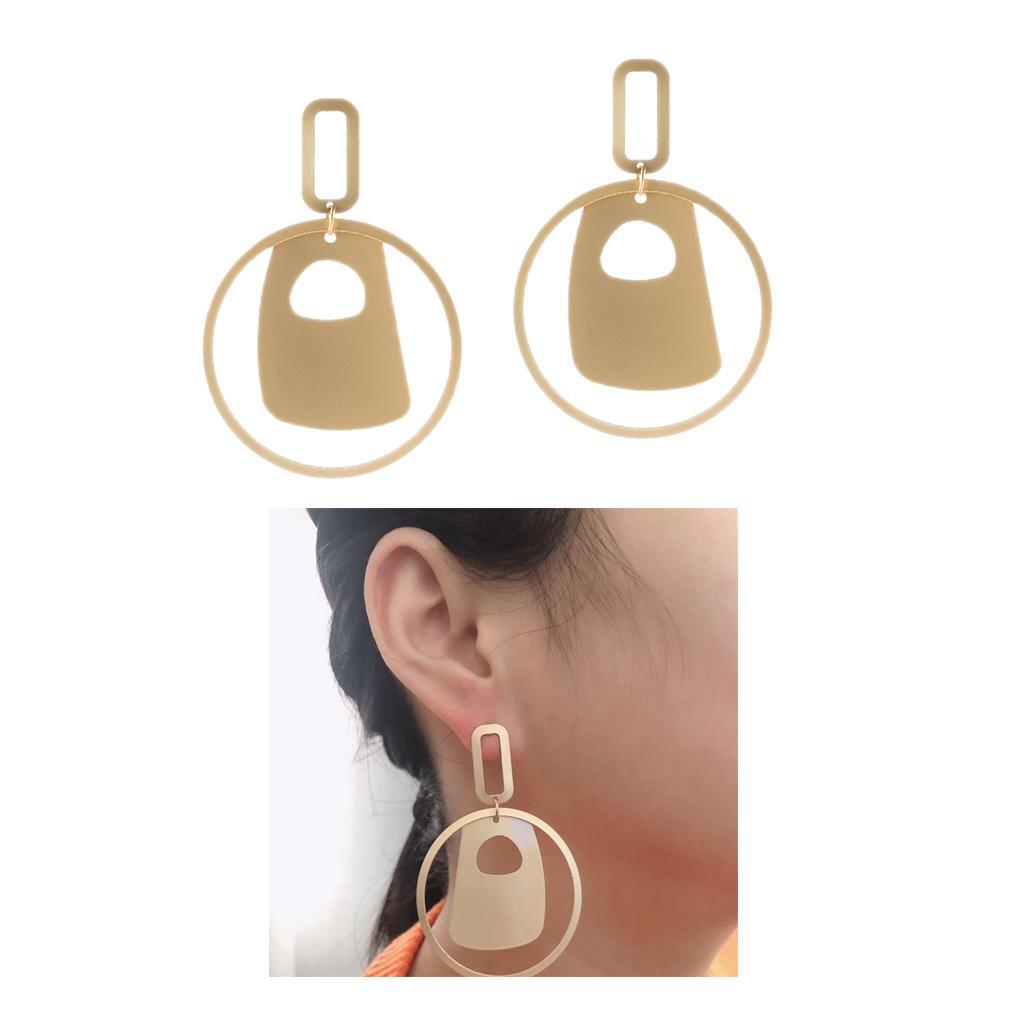Women Geometric Earring Hollow Dangle Ear Studs Party Eardrop Jewelry