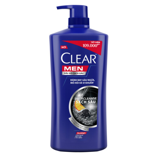 Dầu Gội Đầu Clear Men Deep Cleanse Than Hoạt Tính Đánh Bay Gàu, Ngứa Và Vi Khuẩn Dưỡng Tóc Khỏi Khói Bụi 900G