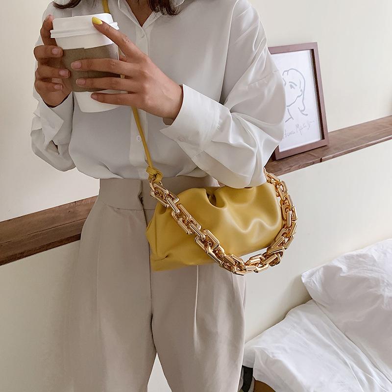 Phong Cách Mới Chất Lượng Cao Mềm Mại Da Đồng Màu Xếp Ly Túi Tote Thời Trang Nữ Thiết Kế Mua Sắm Túi Cầm Tay Đeo Vai Sát Nách Túi