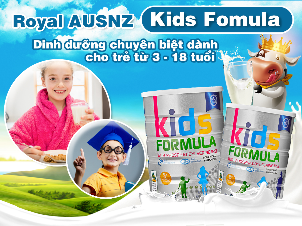 Sữa Bột Hoàng Gia Úc Royal Ausnz Kids Fomula Bổ Sung Dưỡng Chất Cho Trẻ Từ 3 Tuổi Trở Lên 900G