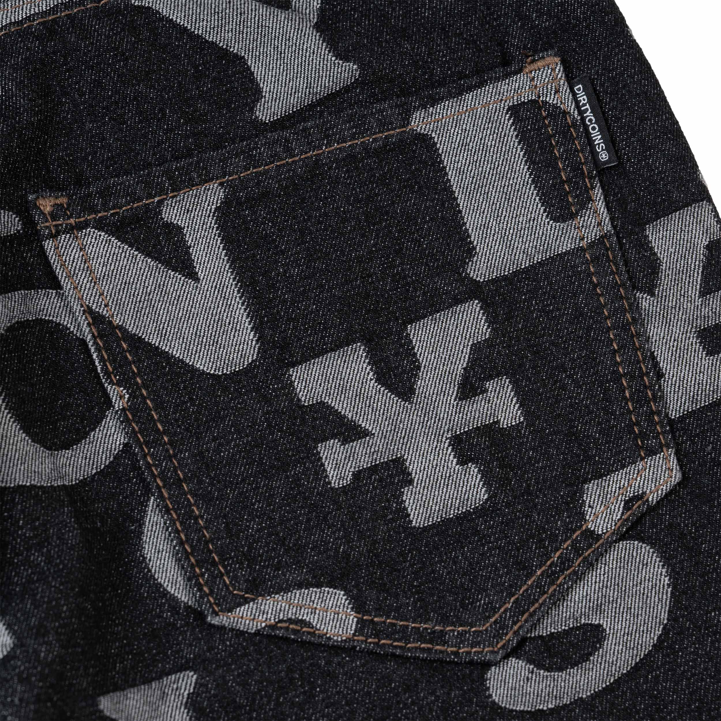 Quần DirtyCoins Denim Letter Monogram - Black
