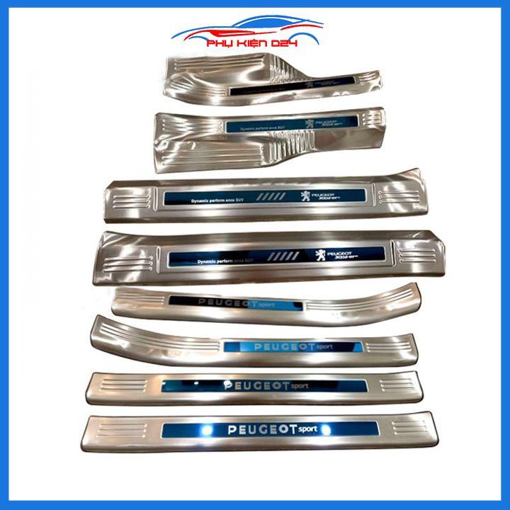 Bộ ốp bậc cửa trong ngoài nẹp bước chân Peugeot 3008 Inox chống trầy trang trí xe