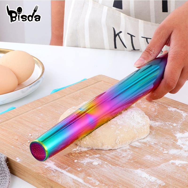 1 Đồng Hồ Thép Không Gỉ Cán Đồ Dùng Nhà Bếp Bột Con Lăn Nướng Bánh Pizza Mì Bánh Quy Bánh Bao Làm Nướng Bánh Chống Dính dụng Cụ