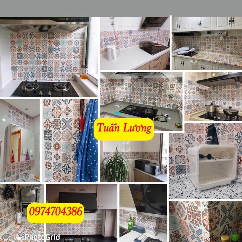Giấy dán tường gạch bông - decal dán tường họa tiết gạch bông sẵn keo, dán trang trí, điểm nhấn, dán bếp khổ 1,2m