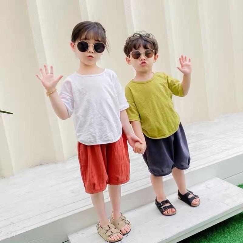 Bộ quần áo trẻ em bộ đũi cho bé Củ khoai tây shop chất vải đũi thoáng mát mặc mùa hè cho bé siêu đáng yêu